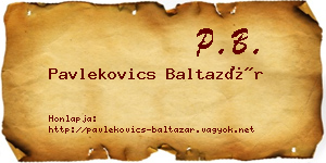 Pavlekovics Baltazár névjegykártya
